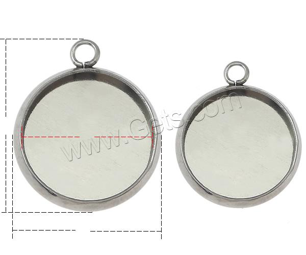 Stainless Steel Pendant Setting, Flat Round, different size for choice, original color, Hole:Approx 1.5mm, Sold By PC