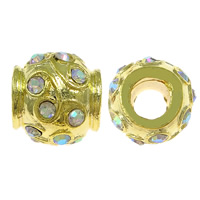 Rhinestone European Beads, with Zinc Alloy, Drum Approx 5mm 