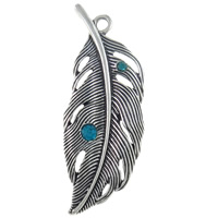 Zinc Alloy Feather Pendants, plated, Customized & with rhinestone nickel, lead & cadmium free Approx 2mm 