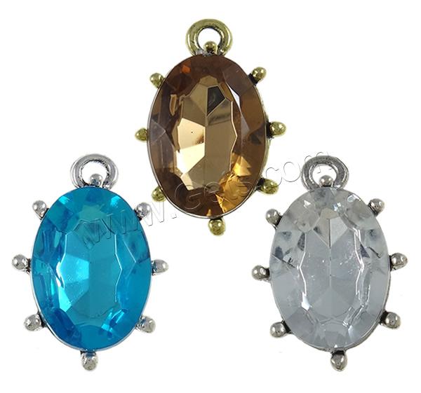 Crystal Zinc Alloy Pendants, with Crystal, Oval, plated, more colors for choice, nickel, lead & cadmium free, 17x25x8mm, Hole:Approx 3mm, Sold By PC