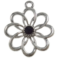 Zinc Alloy Flower Pendants, plated, Customized & with rhinestone nickel, lead & cadmium free Approx 2mm 