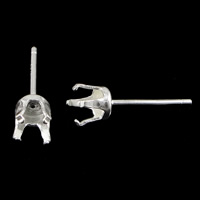 Sterling Silver Earring Stud Component, 925 Sterling Silver, plated 5mm,0.8mm, Inner Approx 4mm 