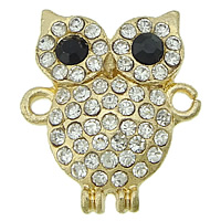 Animal Zinc Alloy Connector, Owl, plated, Customized & with rhinestone & 1/1 loop nickel, lead & cadmium free Approx 2mm 