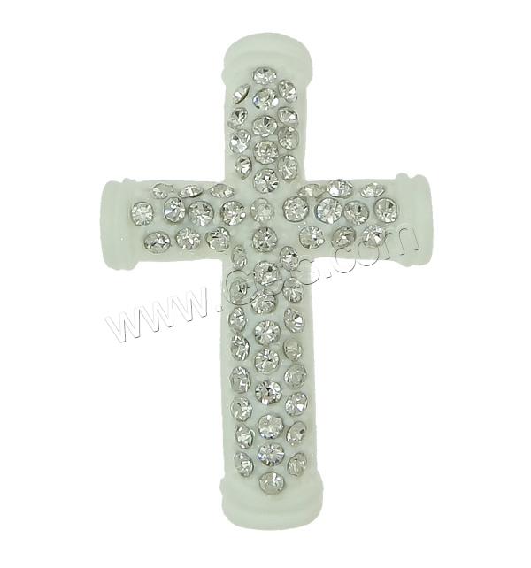 Rhinestone Resin Connector, Cross, with rhinestone & 1/1 loop, more colors for choice, 26x40mm, Hole:Approx 4x3.5mm, Sold By PC