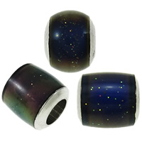 Enamel Mood Beads, with brass core & Plastic Sequin, platinum color plated, change their color according to the temperature, nickel, lead & cadmium free - Approx 3-4mm 