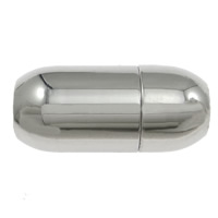 Runder Edelstahl Magnetverschluss, oval, originale Farbe, 17x8mm, Bohrung:ca. 4mm, verkauft von PC