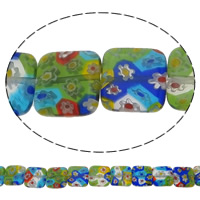 Millefiori Glass Beads, Square mixed colors .5-14 Inch 
