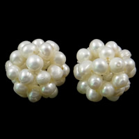 Ball Cluster Cultured Pearl Beads, perle d'eau douce cultivée, Rond, naturel, blanc, 18-20mm Environ 2-3mm, Vendu par PC