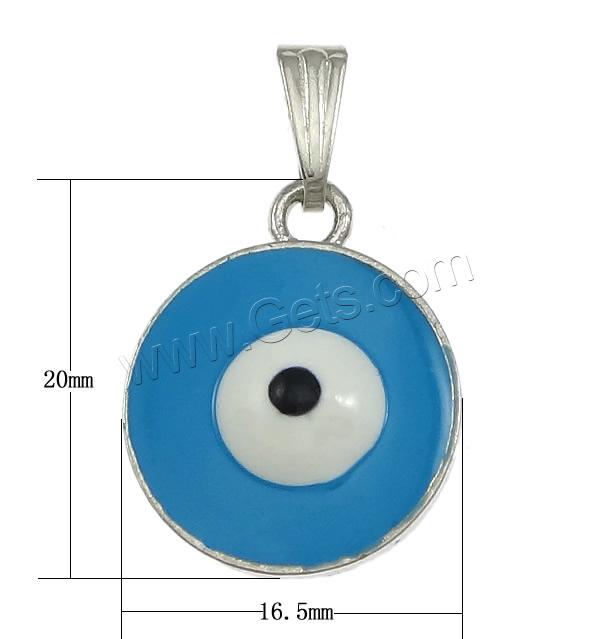 Zinc Alloy Evil Eye Pendant, plated, Customized & enamel, more colors for choice, nickel, lead & cadmium free, 16.5x20x6mm, Hole:Approx 3x6mm, Sold By PC