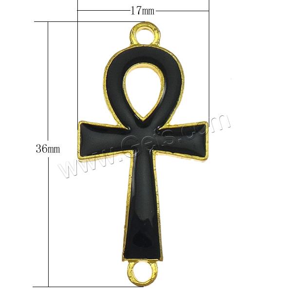 Enamel Zinc Alloy Connector, Ankh, plated, Customized & 1/1 loop, more colors for choice, nickel, lead & cadmium free, 17x36x2mm, Hole:Approx 2mm, Sold By PC