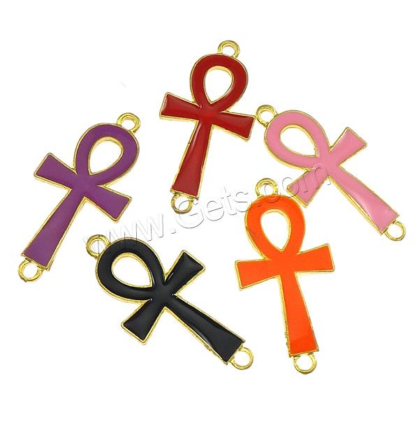 Enamel Zinc Alloy Connector, Ankh, plated, Customized & 1/1 loop, more colors for choice, nickel, lead & cadmium free, 17x36x2mm, Hole:Approx 2mm, Sold By PC