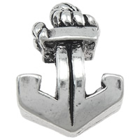 Zinc Alloy European Beads, Anchor, plated, nautical pattern & without troll nickel, lead & cadmium free Approx 4.5mm 