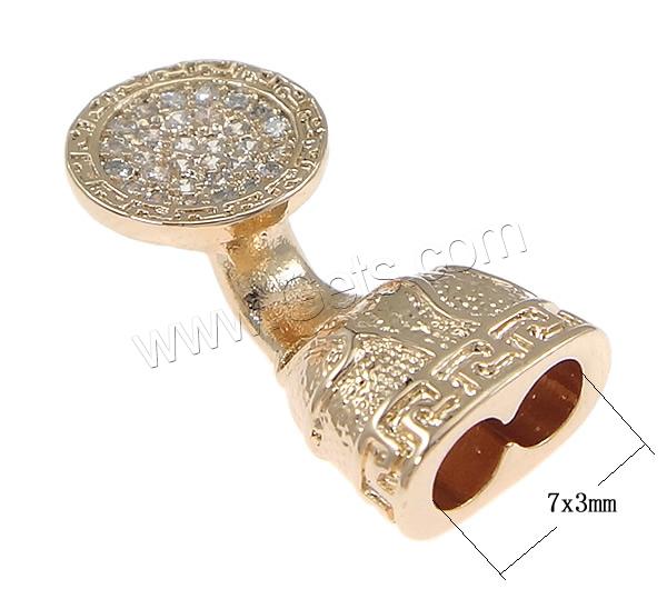 Brass Leather Cord Clasp, plated, Customized & micro pave cubic zirconia, more colors for choice, nickel, lead & cadmium free, 10x21x7mm, 7x3mm, Sold By PC