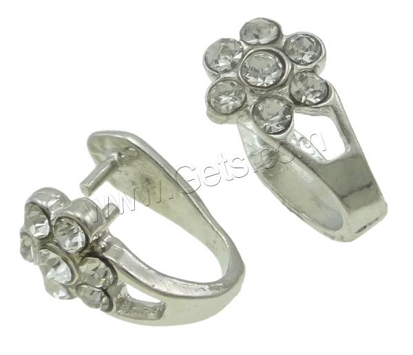 Zinc Alloy Pinch Bail, with Rhinestone, Flower, more colors for choice, 16x7.5mm, Sold By PC