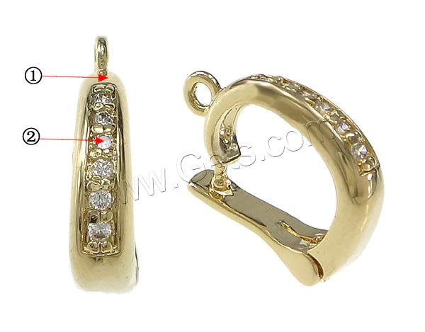 Brass Enhancer Bail, Letter D, plated, micro pave cubic zirconia, more colors for choice, nickel, lead & cadmium free, 4x15x10mm, Hole:Approx 1.5mm, Sold By PC