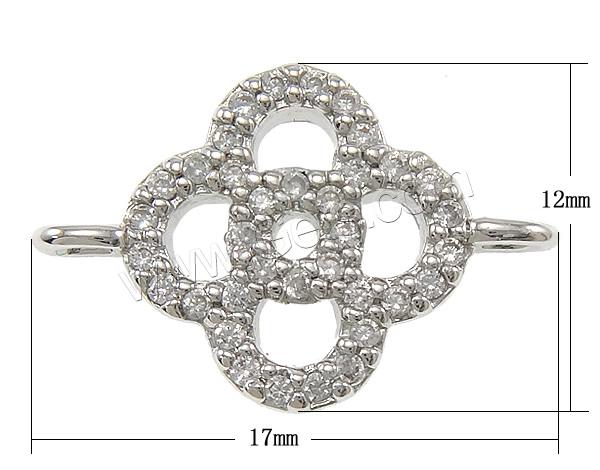 Cubic Zirconia Micro Pave Brass Connector, Flower, plated, micro pave cubic zirconia & 1/1 loop, more colors for choice, 17x12x2mm, Hole:Approx 2mm, Sold By PC