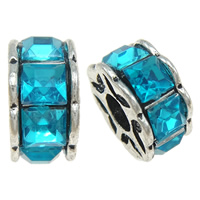 Rhinestone Zinc Alloy European Beads, Rondelle, plated, Customized & without troll & with rhinestone Approx 4.5mm 