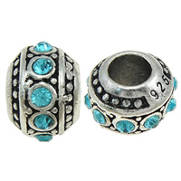 Rhinestone Zinc Alloy European Beads, Drum, plated, Customized & without troll & with rhinestone Approx 5mm 