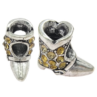 Rhinestone Zinc Alloy European Beads, Shoes, plated, Customized & without troll & with rhinestone Approx 4.5mm 
