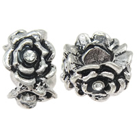 Rhinestone Zinc Alloy European Beads, Flower, plated, Customized & without troll & with rhinestone Approx 5mm 