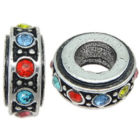 Rhinestone Zinc Alloy European Beads, Rondelle, plated, Customized & without troll & with rhinestone Approx 5.5mm 