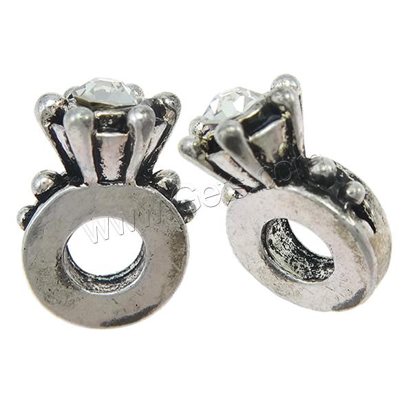 Perles European de stras d'alliage de Zinc , forme d'anneau, Placage, Personnalisé & sans filetage & avec strass, plus de couleurs à choisir, 11x16x8mm, Trou:Environ 5mm, Vendu par PC