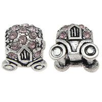 Rhinestone Zinc Alloy European Beads, Car, plated, Customized & without troll & with rhinestone Approx 5mm 