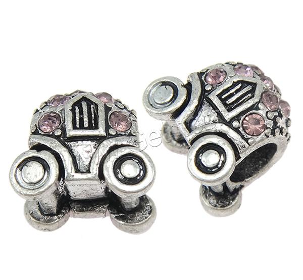 Perles European de stras d'alliage de Zinc , voiture, Placage, Personnalisé & sans filetage & avec strass, plus de couleurs à choisir, 12x12x10mm, Trou:Environ 5mm, Vendu par PC