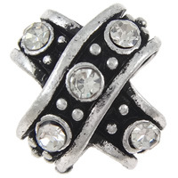 Rhinestone Zinc Alloy European Beads, Letter X, plated, Customized & without troll & with rhinestone Approx 5mm 