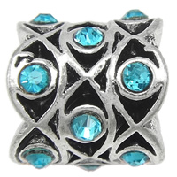 Rhinestone Zinc Alloy European Beads, Column, plated, Customized & without troll & with rhinestone Approx 5mm 