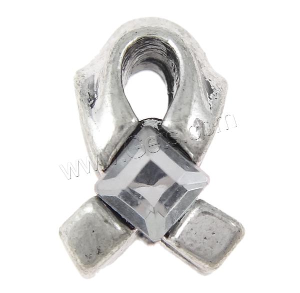 Awareness Ribbon Bead, Zinc Alloy, with Glass, plated, Customized & without troll, more colors for choice, 9x13x10mm, Hole:Approx 5mm, Sold By PC
