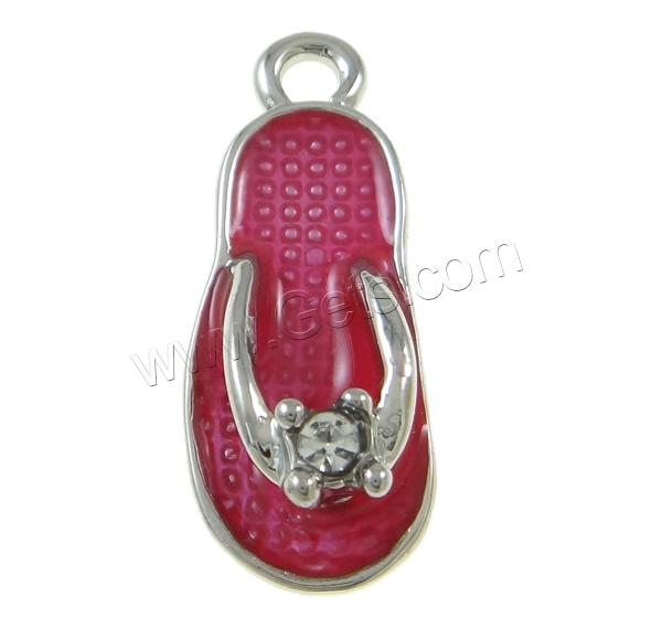 Zinc Alloy Shoes Pendants, plated, Customized & enamel & with rhinestone, more colors for choice, 10x24x6mm, Hole:Approx 2mm, Sold By PC