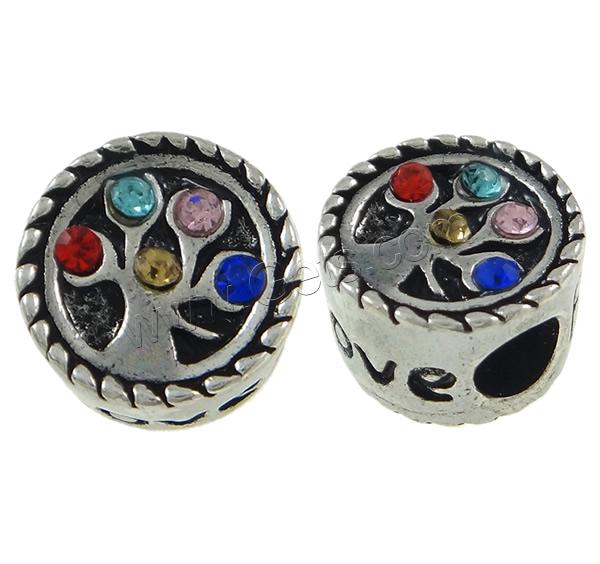 Perles European de stras d'alliage de Zinc , pilier, mot amour, Placage, Personnalisé & avec le motif de lettre & avec strass, plus de couleurs à choisir, 12x9mm, Trou:Environ 4.5mm, Vendu par PC