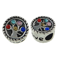 Rhinestone Zinc Alloy European Beads, Column, word love, plated, Customized & with letter pattern & with rhinestone Approx 4.5mm 