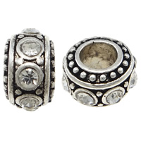 Rhinestone Zinc Alloy European Beads, Rondelle, plated, Customized & without troll & with rhinestone Approx 4.5mm 