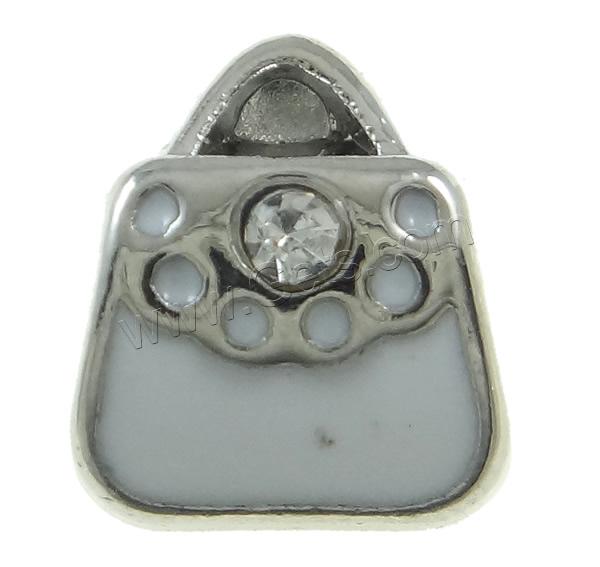 Gota de Europeo de aleación de zinc con esmalte, Bolso de Mano, chapado, Modificado para requisitos particulares & sin rosca & con diamantes de imitación, más colores para la opción, 9x11x8mm, agujero:aproximado 4.5mm, Vendido por UD