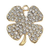 Zinc Alloy Clover Pendant, Four Leaf Clover, plated, Customized & with rhinestone nickel, lead & cadmium free Approx 2mm 