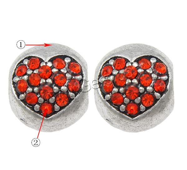 Rhinestone Zinc Alloy European Beads, Drum, plated, Customized & without troll & with rhinestone, more colors for choice, 10x11x10.5mm, Hole:Approx 5mm, Sold By PC