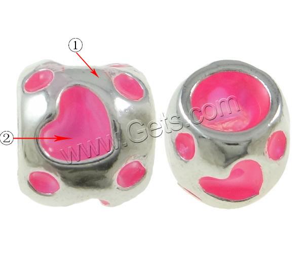 Enamel Zinc Alloy European Beads, Drum, plated, Customized & without troll, more colors for choice, 9x8x8.5mm, Hole:Approx 4.5mm, Sold By PC
