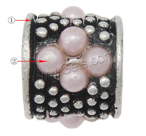 Alliage de Zinc en plastique European Perles, pilier, Placage, Personnalisé & avec les perles en plastique & sans filetage, plus de couleurs à choisir, 11x9mm, Trou:Environ 5mm, Vendu par PC