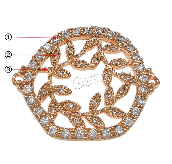 Cubic Zirconia Micro Pave Brass Connector, plated, micro pave cubic zirconia & 1/1 loop, more colors for choice, 30x25x2.5mm, Hole:Approx 1mm, Sold By PC