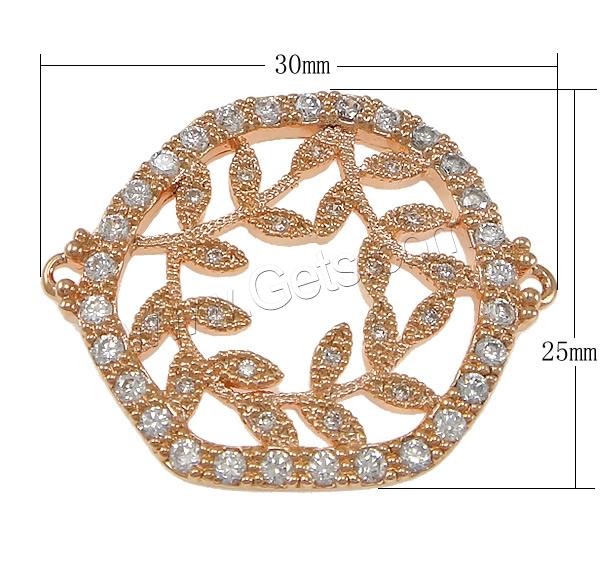 Cubic Zirconia Micro Pave Brass Connector, plated, micro pave cubic zirconia & 1/1 loop, more colors for choice, 30x25x2.5mm, Hole:Approx 1mm, Sold By PC