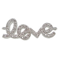 Cubic Zirconia Micro Pave Brass Connector, word love, plated, micro pave cubic zirconia & 1/1 loop Approx 0.5mm 