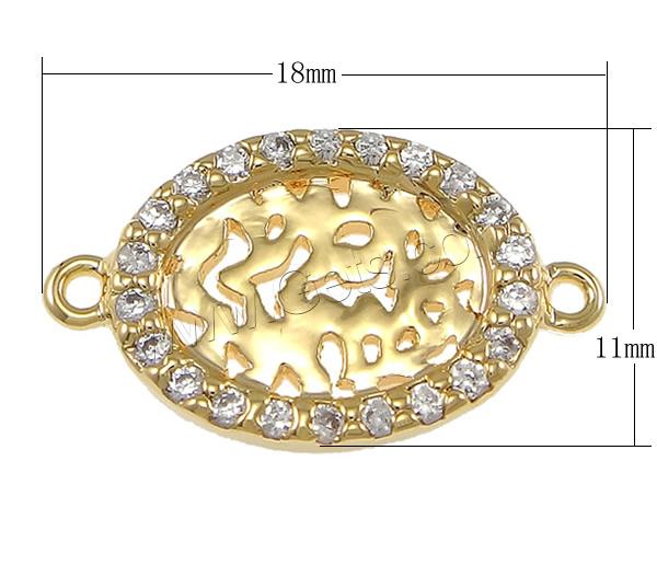 Cubic Zirconia Micro Pave Brass Connector, Flat Oval, plated, micro pave cubic zirconia & 1/1 loop, more colors for choice, 18x11x2mm, Hole:Approx 0.5mm, Sold By PC