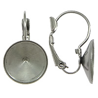 316 Stainless Steel Lever Back Earring Blank, Flat Round, original color, nickel, lead & cadmium free Inner Approx 12mm 