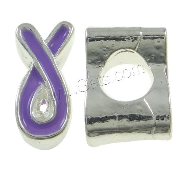 Awareness Ribbon Bead, Zinc Alloy, plated, Customized & without troll & enamel, more colors for choice, 8x11x5.5mm, Hole:Approx 5mm, Sold By PC