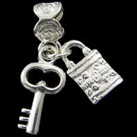 Zinc Alloy European Pendants, Lock, plated, without troll nickel, lead & cadmium free Approx 5mm 