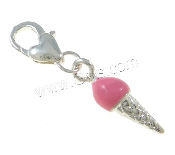 Zinc Alloy Lobster Clasp Charm, Ice Cream, plated, Customized & enamel, more colors for choice, 6x32.5x6mm, Hole:Approx 3x5mm, Sold By PC