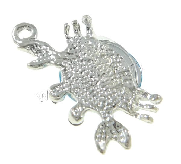 Zinc Alloy Lobster Clasp Charm, with Glass, Crab, plated, Customized & with rhinestone, more colors for choice, 25x13x5mm, Hole:Approx 1mm, Sold By PC