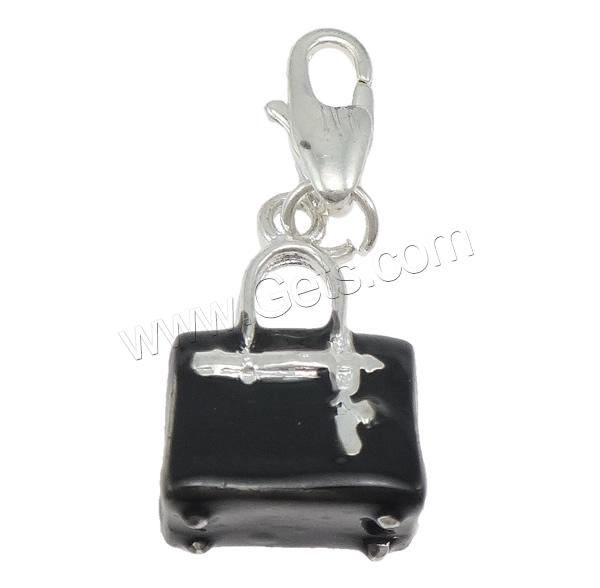 Zinc Alloy Lobster Clasp Charm, Handbag, plated, Customized & enamel, more colors for choice, 12x29x8.5mm, Hole:Approx 4mm, Sold By PC